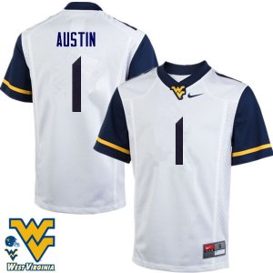 Men's West Virginia Mountaineers NCAA #1 Tavon Austin White Authentic Nike Stitched College Football Jersey LL15Z87LK